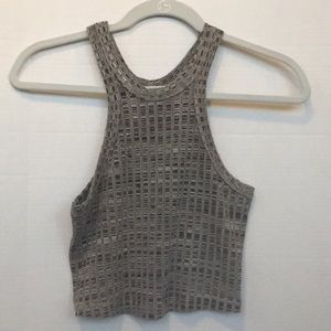Cotton Candy LA gray highneck racerback crop top S